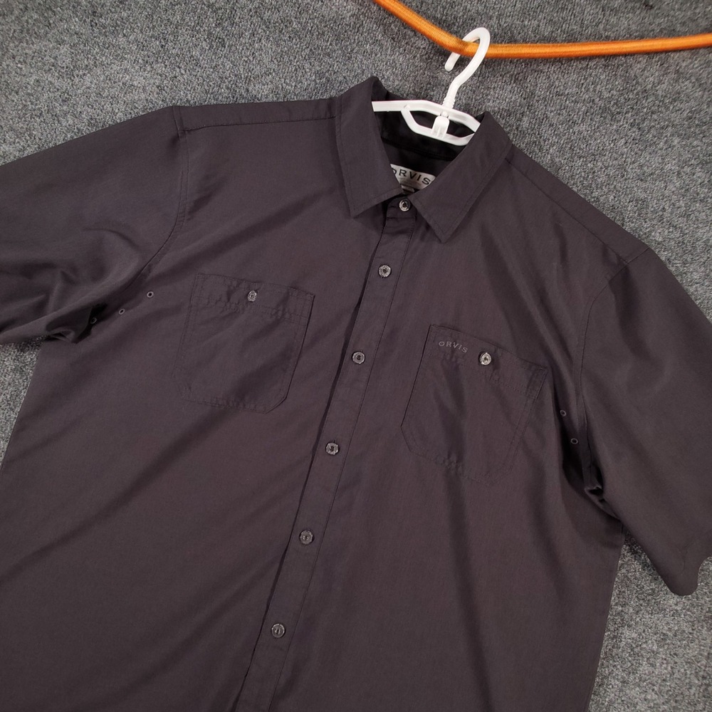 Orvis Shirt Mens XL Classic Collection Black Short Sleeve Button Down Fishing